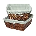 Set of 2 Cherry Shelf Baskets with Sage Liners- 16x16"