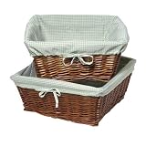 Set of 2 Cherry Shelf Baskets with Sage Liners- 16x16