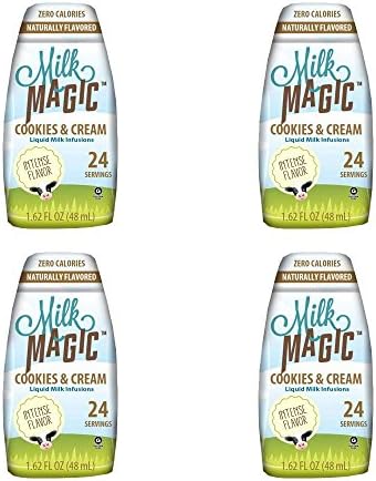 Magic Milk Liquid Milk Infusions, Cookies & Cream, Milk Flavor Enhancer, No Artificial Flavors or Preservatives, Gluten Free, Naturally Sweetened by Stevia Leaf Extract -- (Pack of 4 1.62 Fl Oz Bottles)