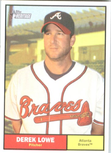 2010 Topps Heritage Baseball Card # 239 Derek Lowe - Atlanta Braves - Mint Condition - MLB Trading Card Shipped In Protective ScrewDown Display Case!