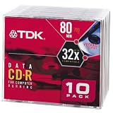 TDK CD-R80M10 CD-R Data 80 Minute, 700MB, 32x (10-Pack with Slim Jewel Case)