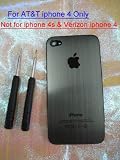 Iphone 4 Back Cover Housing, Gunmetal Dark Silver Brushed Metal Aluminum Battery Door, Replacement Back Glass Housing with Interior Frame and Free Pentaoble 5 Star & Cross Head Screwdrivers For AT&T Iphone 4 Only
