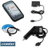 Black Rubber Silicone Skin Cover Case + Rapid Car Charger + Home Travel Cha ....