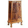 Handmade Asian Furniture - 50" Exotic Peacocks Storage Cabinet / End Table - Natural Finish