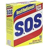 S.O.S Institutional Steel Wool Soap Pads, Extra Thick, Heavy Duty 15 pads