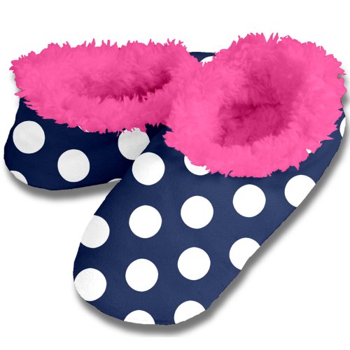 Snoozies Dots and Hearts Fleece Lined Womens Footies