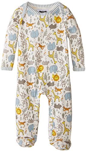 Mud Pie Baby-Boys Newborn Safari Print One-Piece, White, 0-6 Months