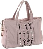 Juicy Couture Keyprint Key Charm Canvas Shopper Bag Tote Stocking Pink