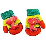 (FTzone)かわいいユニセックスキッズスーパー暖かいウールニット手袋・ミトン1歳2歳3歳4歳5歳 (キリン) (橙)