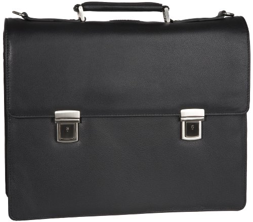 Leonhard Heyden Mens Berlin Three Compartment Briefcase Black 5510-001