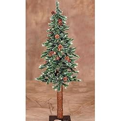 3' Alpine Frosted Artificial Christmas Tree W/ Pine Cones - Pre-Lit Clear Lights