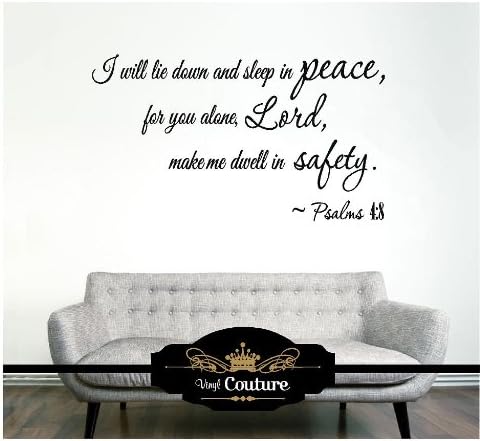 I will lie down and sleeo in Peace Psalms 4:8 Vinyl Wall Art vinyl wall lettering words sticky art home decor quotes stickers decals