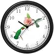 Red & Gray Throated Hummingbirds & Pink Hibiscus Flower - JP Wall Clock by WatchBuddy Timepieces (Black Frame)