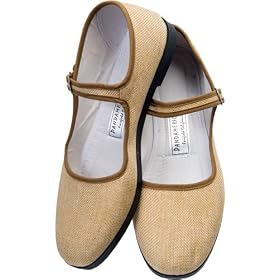 Click here to buy Almond Flax Mary Jane Chinese Shoes by Pandamerica.