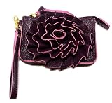 Jazzed Faux Leather Wine Colored Spring Flower Wristlet Purse