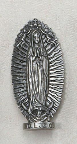Pewter 3" Statue St. Mary, Our Lady of Guadalupe. Catholic Saint Our Lady of Guadalupe Patron Saint of Americas, Mexico, North &amp; South America, Unborn Children.