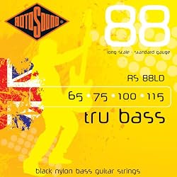 Rotosound RS88LD Black Nylon Flatwound Bass Guitar Strings (65 75 100 115)
