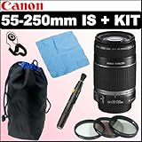Canon EF-S 55-250mm f/4.0-5.6 IS Telephoto Zoom Lens + Deluxe Accessory Kit ....