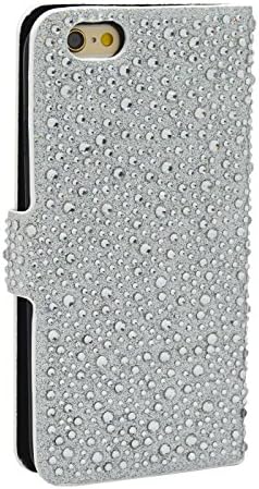 Iphone 6s Case, Bling Sparkly 3D Raindrop Rhinestone Premium Flip PU Leather Protective Cover Case Stand Function Fit for Apple Iphone 6/6s 4.7 Inch Silver