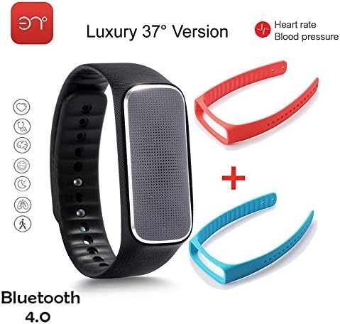 iTontek®Luxury 37 Degree Bluetooth Smart Bracelet Wristband Fitness Tracker/Heart Rate/Blood Pressure/Emotional Status/Fatigue Level for Android Smartphone and IOS Iphone (EXTRA TWO BANDS)