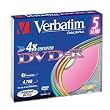 Verbatim DVD-R 4x 4,7 GB Pastel Colour Slim Case 5er Pack DVD-Rohlinge