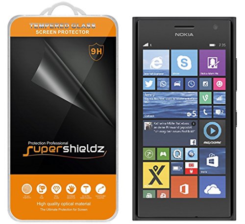 Supershieldz® Microsoft Lumia 735 Tempered Glass Screen Protector, Ballistics Glass 0.3mm 9H Hardness Featuring Anti-Scratch, Anti-Fingerprint, Bubble Free -Crystal Clear - Retail Packaging