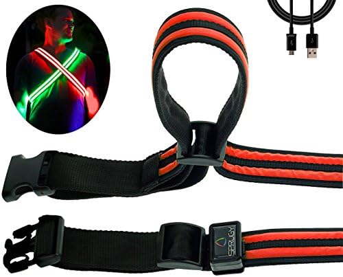 SPRUGY LED Belt for Women, Men & Kids ~ USB Rechargeable ~ Ultra Bright Gear for Running, Cycling & Walking ~ High Visibility & Fully Adjustable ~ No More Reflective Running Vest - Red