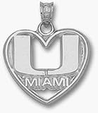 Miami Hurricanes U Miami Heart Pendant - Sterling Silver Jewelry