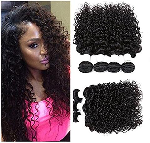 Jiefar Brazilian Virgin Hair Water Wave 3 bundles Natural Color Human Hair Extensions Mixed Length 8-30 Inches (8 10 12)