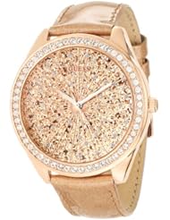 GUESS Womens U0155L1 Extra Dazzling Rose Gold-Tone Trend Watch