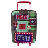 Room Seven Piece Of Art Boy Trolley. Green Wheeled Carry-on Kids Luggage, Boys Rolling Upright Suitcase.