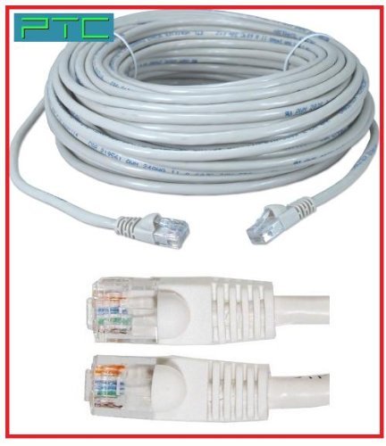 PTC 50ft WHITE CAT5E Premium EIA/TIA Verified UTP Network DSL Cable Modem, X-box cable and with molded tanglefree boots - LIFETIME WARRANTY