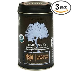Rishi Tea Organic Black Tea, Earl Grey Loose Tea, 3.3-Ounce Tin (Pack of 3)