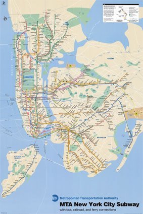New York City Subway Map Maps Poster Print, 24x36