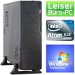 BA0001| WindowsXP Pro, Slim-Tec Atom 525, Design Slim PC Mini ITX, Atom 525, DualCore! +Hyperthreading (2x1,8 GHz), Intel NM10 Express Chipsatz, 500GB SATA II, 4096MB DDR3, Intel GMA 3150, DVD-RW, Sound, LAN, Mini-Tower