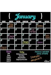 Dry Erase Magnet Calendar Black Fluorescent 15.5" x 15.5"