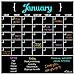 Dry Erase Magnet Calendar Black Fluorescent 15.5' x 15.5'