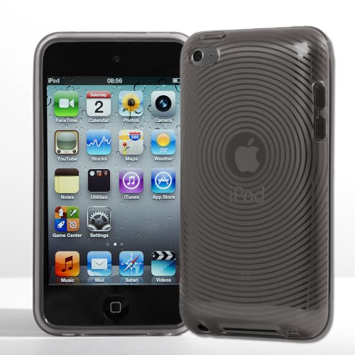 BPM Black Protective Armour Silicone Gel Smoked Case & screen Protector for Apple iPod Touch 4th Generation 4 4g 8gb 32gb 64gb
