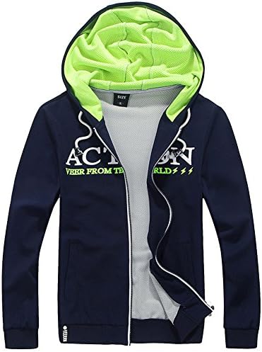 Jollypicks Men's Stylish 2015 Autumn Casual Active Lycra 3 Colors Fashion Hoodies Dark Blue 3XL
