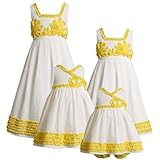 Size-6 BNJ-9329S YELLOW WHITE PLEATED SWISS DOT BONAZ RUFFLE Special Occasion Wedding Flower Girl Easter Party Dress,S39329 Bonnie Jean Girls 4-6X