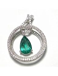 18K White Gold Emerald and Diamond Pendant -- LIFETIME WARRANTY