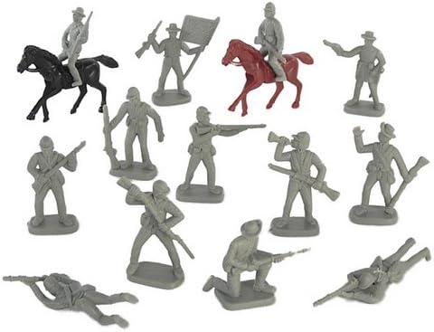 Civil War Confederate Soldiers Playset (25 Figures, 4 Horses & Flag) (Bagged) 1:35 Hingfat