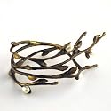 Pussy Willow Napkin Rings, Cast in Bronze with Fresh Water Pearls Set of 4