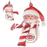 Cincinnati Reds MLB Striped Acrylic Snowman Ornament (3)