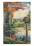 IMAGE OF American Steel & Wire Co Fence Roadside Scene Stretched Canvas Poster Print, 24x32