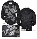 The Used - Halftone Skull Highend Distressed Black Zip-Up Hoodie - Ships in ''24'' Hours!, Size: X-Large