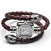 Sinceda Classic Women Watch Stylish Coffee Cable Leather Braided Around Bracelet Bangle Black Watch