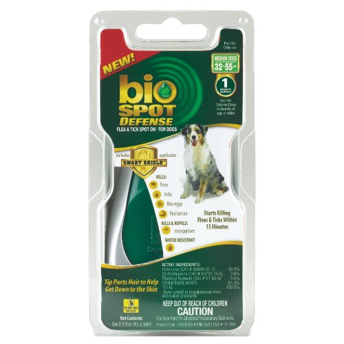 pets smart grooming:Bio Spot Defense Smart Shield Applicator Spot on Flea and Tick for Medium Dogs, 1-Month Supply