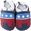 Kidzuu Soft Sole Baby Infant Leather Crib Shoes Navy Blue Replublican Party Elephant