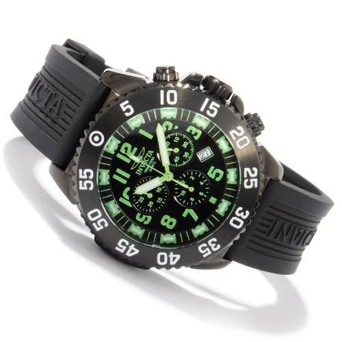 Invicta Men's 1107 Pro Diver Chronograph Black Dial Black Polyurethane Watch